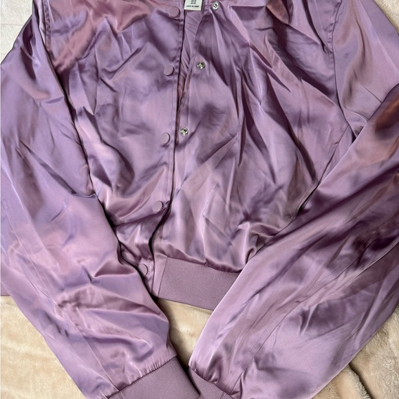 Rachel Zoe Lilac Cropped Bomber Jacket - Size Medium - Picture 4 of 4